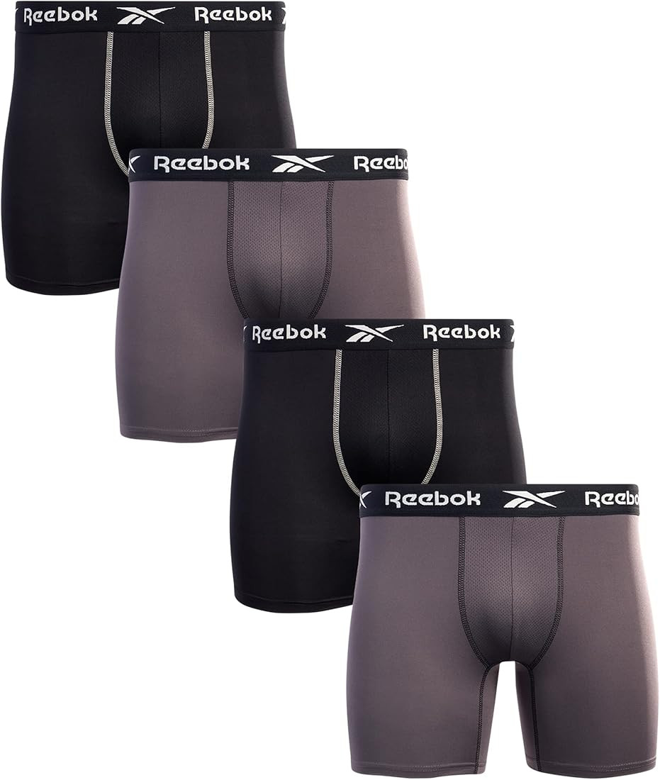 Reebok Men's Active Underwear - Performance Boxer Briefs (4 Pack) | Amazon (US)