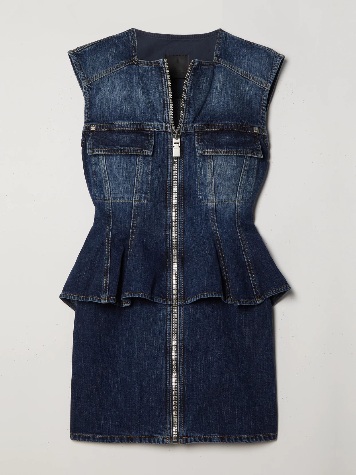 Givenchy - Denim Peplum Mini Dress - Blue | NET-A-PORTER (US)