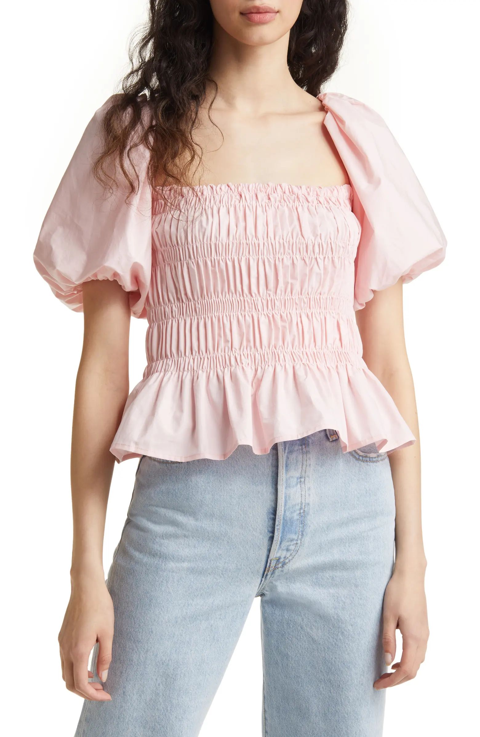 ASTR the Label Bubble Sleeve Smocked Blouse | Nordstrom | Nordstrom