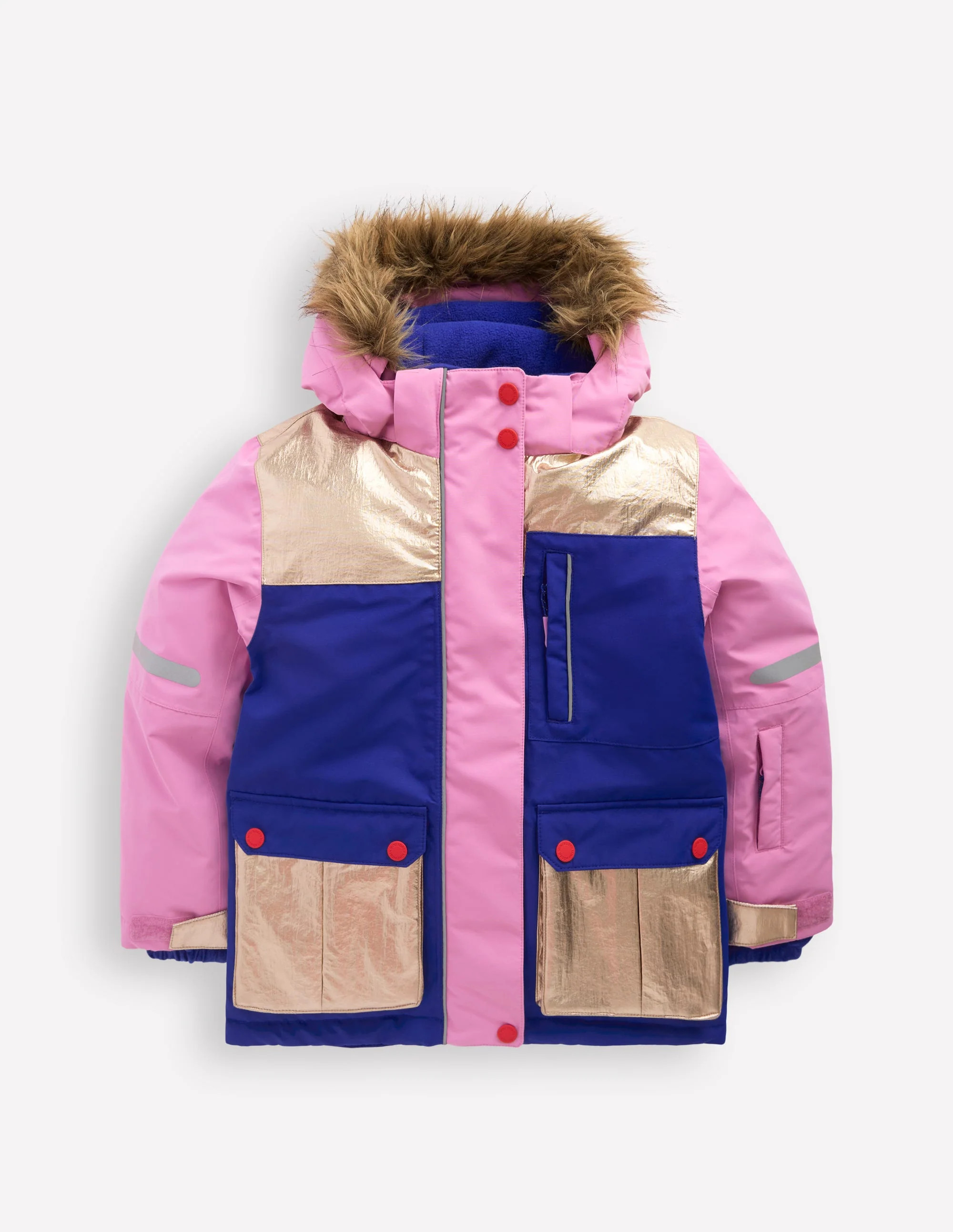 All-weather Waterproof Coat-Pink Metallic Colourblock | Boden (US)