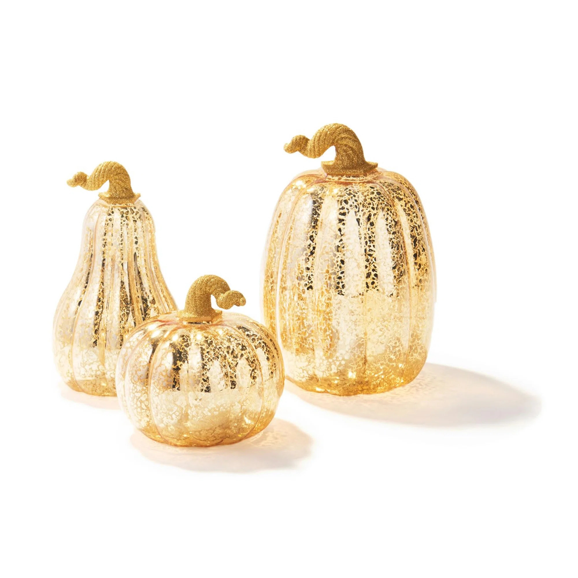 Everly Quinn Glass Pumpkin With Lights - Set Of 3 | Wayfair | Wayfair North America
