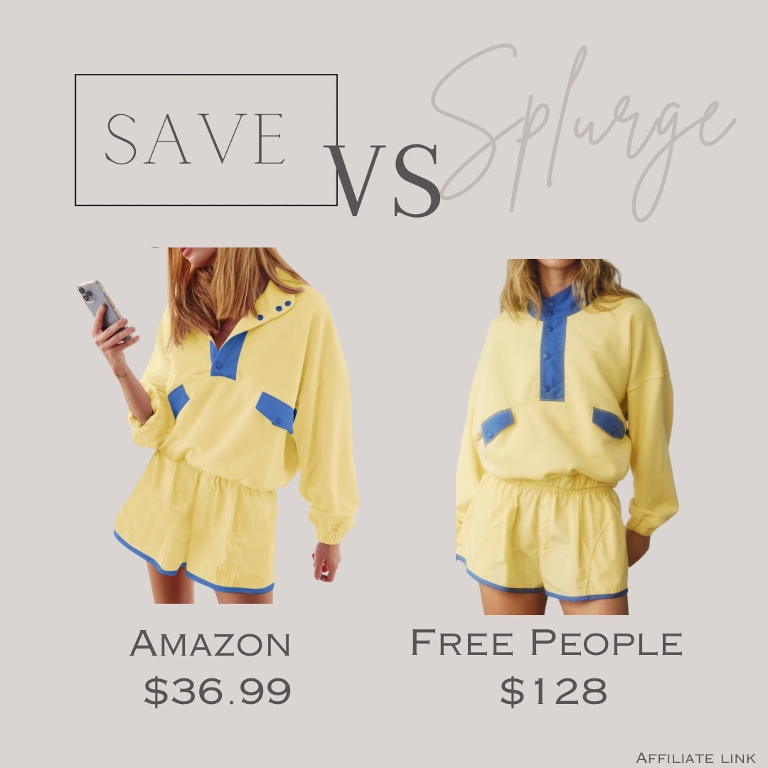 Save Vs Splurge! 

Matching set, two-piece set, shorts set, color block sweatshirts, everyday outfit, running errands, mom style, summer style, activewear, workout attire 



#amazon #freepeople #savevssplurge  

#LTKSummerEdit #LTKStyleTip #LTKFindsUnder50