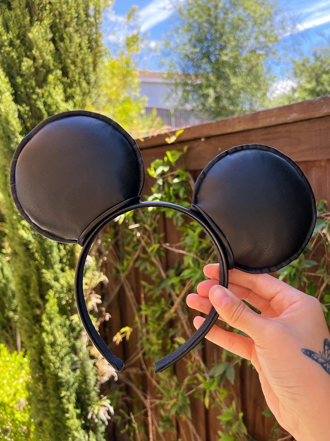 Black Faux Leather Mouse Ears / Black Mouse Ears - Etsy | Etsy (US)