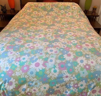 Vintage 70's Flower Power Flat Sheet | eBay US