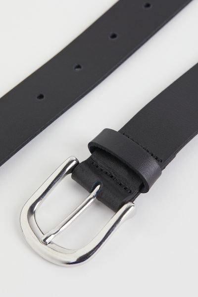 Leather Belt - Black/silver-colored - Ladies | H&M US | H&M (US + CA)