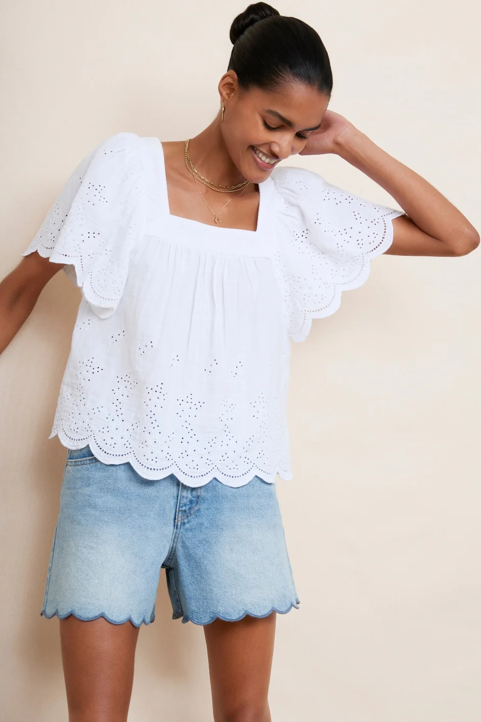 Zoe Double Gauze Top - White | WYSE London