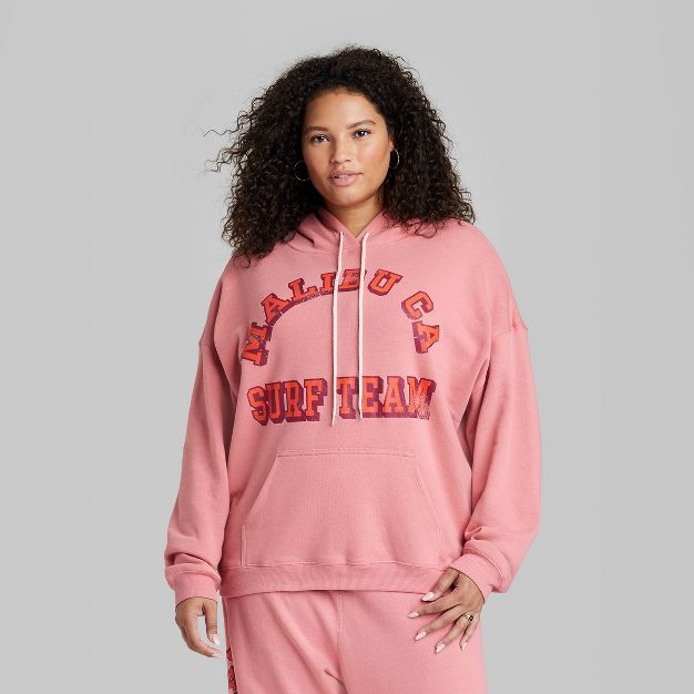 Women's Ascot + Hart Malibu Surf Team Graphic Hooded Sweatshirt - Pink | Target