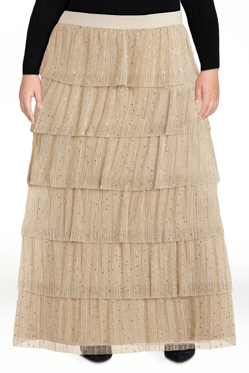 Scoop Women's and Women's Plus Glitter Ruffle Maxi Skirt, Sizes XS-4X | Walmart (US)