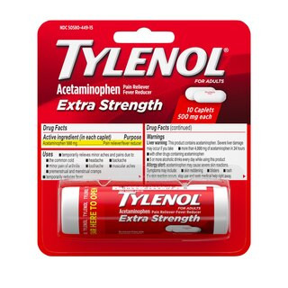 Tylenol Extra Strength Caplets with 500 mg Acetaminophen, 10 ct | CVS Health