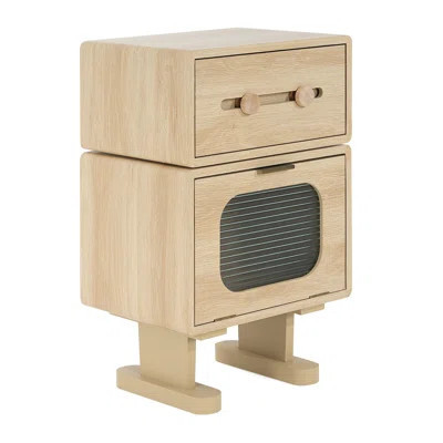 Creative Rotating Robot Storage Side Table, Smooth Drawer, And Easy Assembly For Small Living Spaces Multi - Functional Elegant Glass Door, Convenient | Wayfair North America