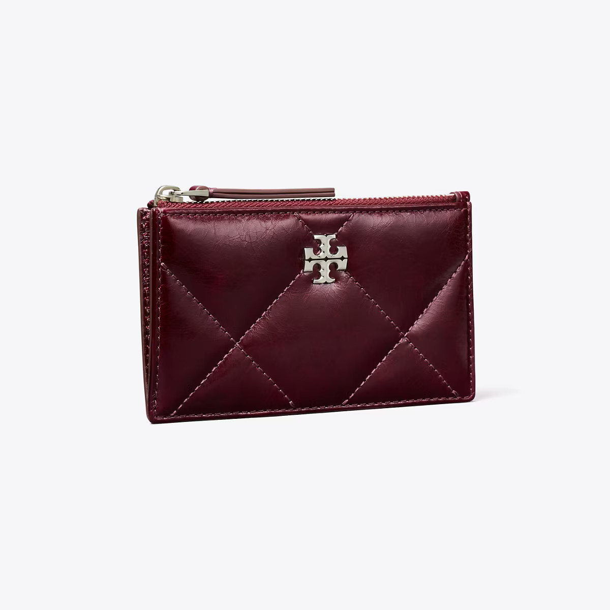 KIRA DIAMOND QUILT DISTRESSED ZIP CARD CASE | Tory Burch (US)