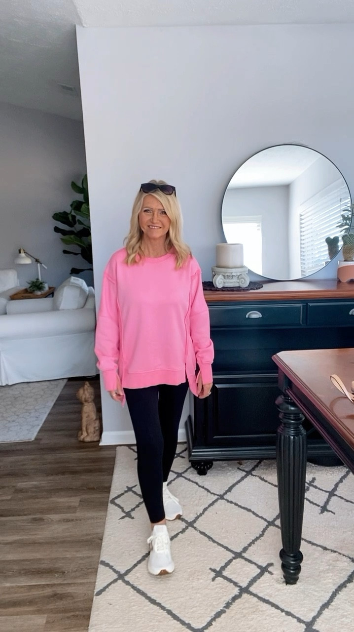 Oversized seamed sweatshirt. Longer in back which I like that coverage with leggings💕 This is a great GIFT IDEA 🛍️

#LTKStyleTip #LTKGiftGuide