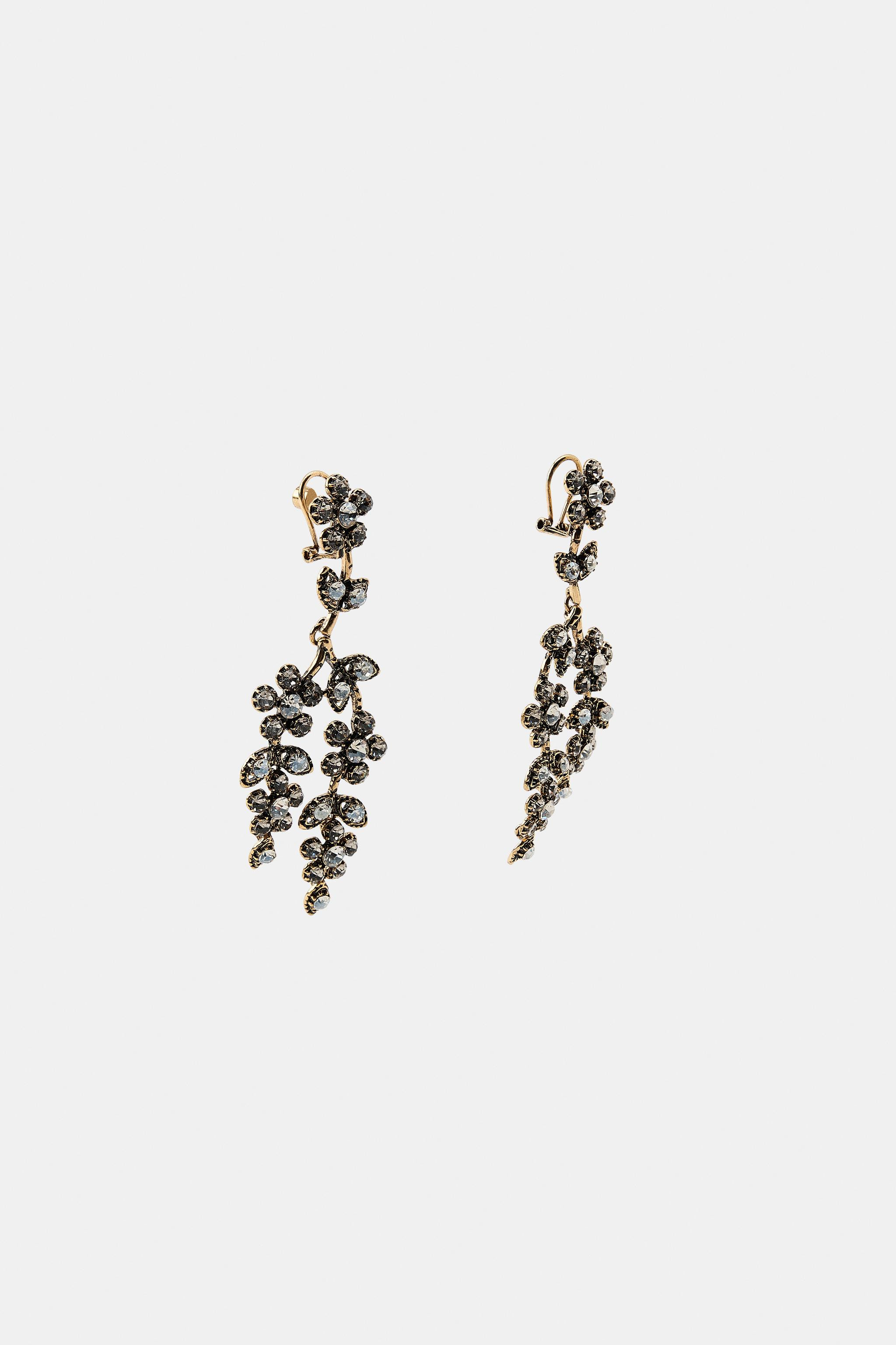 WATERFALL FLOWER JEWEL EARRINGS | Zara UK