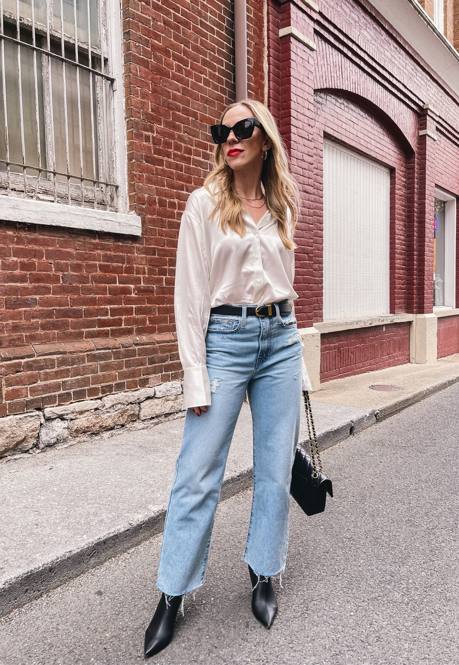 Date night outfit, silk blouse, straight leg jeans, minimal style 

#LTKfindsunder100 #LTKover40 #LTKstyletip
