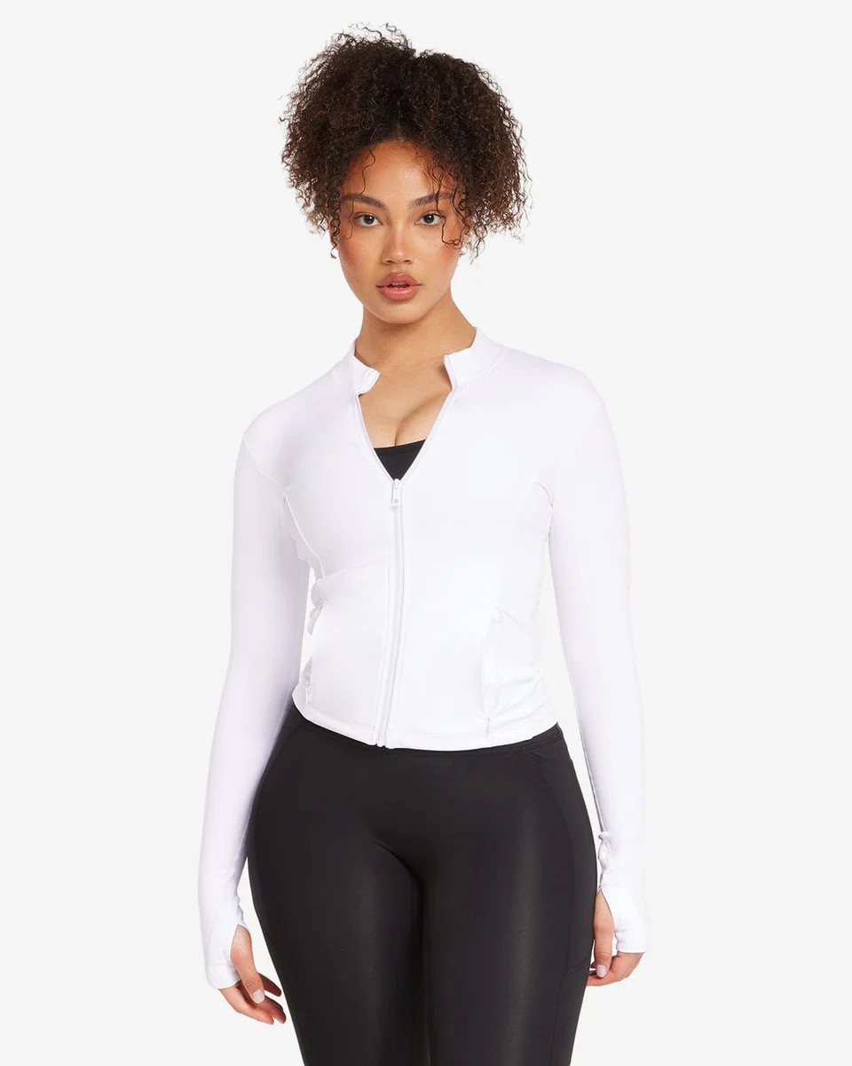Freedom Pocket Zip Up Jacket | White | Crop Shop Boutique AU