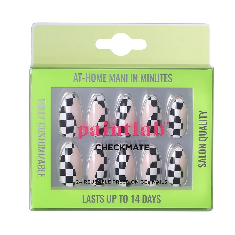 PaintLab Checkmate Gel Press On Nails Kit, Checkered, 24 Count | Walmart (US)