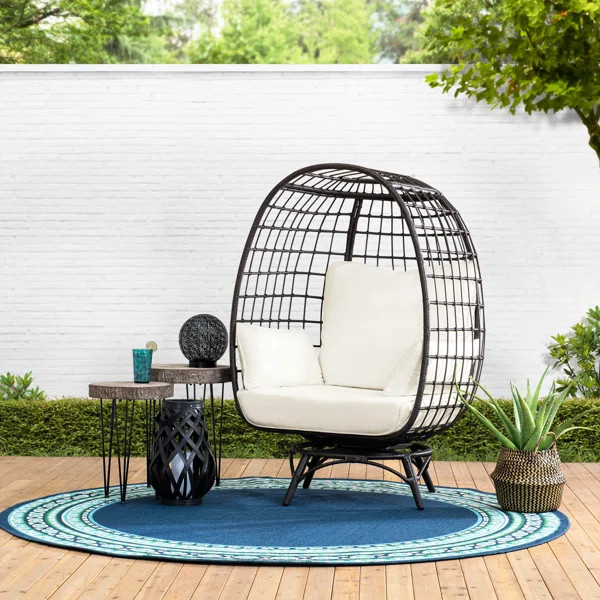 Wellow Baytree Egg Swivel Patio Chair with Cushions | Wayfair North America
