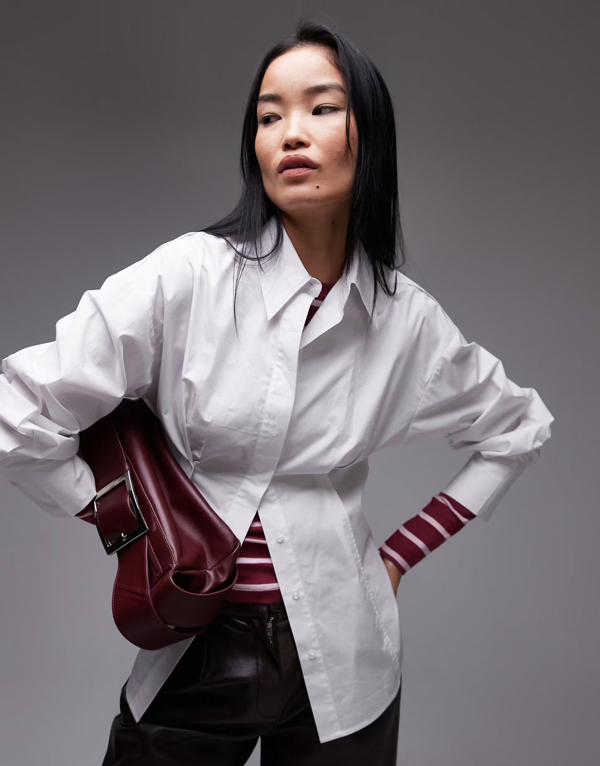 Topshop waisted poplin shirt in white | ASOS (Global)