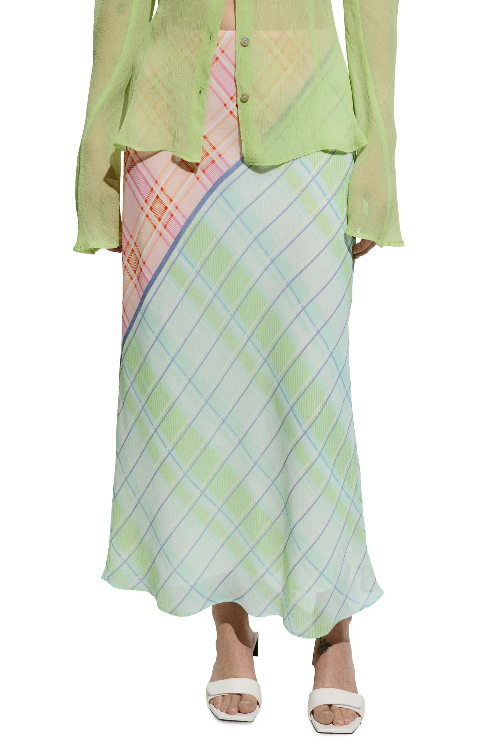 MANGO Plaid Pull-On Midi Skirt | Nordstrom | Nordstrom