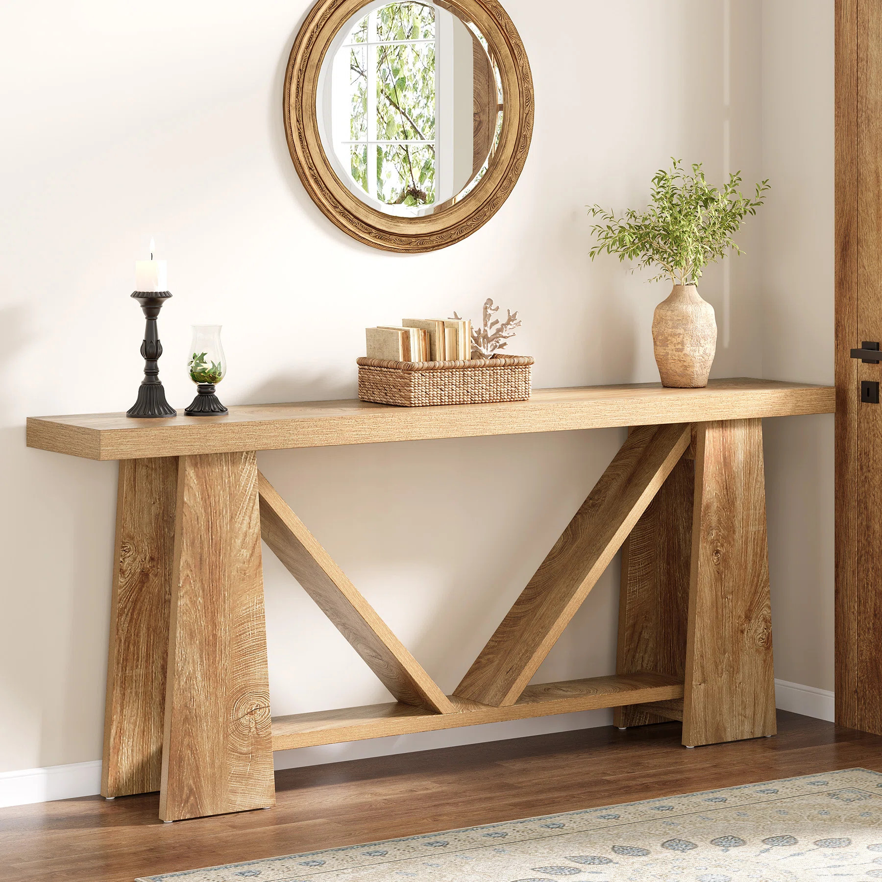 70.9" Extra Long Console Table, Farmhouse Entryway Table | Wayfair North America