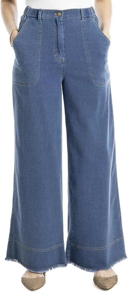 Max Studio Elastic Waist Wide Leg Pant with Pockets | Amazon (US)
