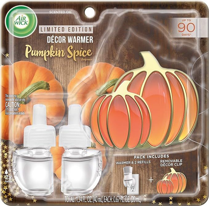 Air Wick Plug in Scented Oil Starter Kit with Pumpkin Free Decorative Warmer + 2 Refills, Pumpkin... | Amazon (US)