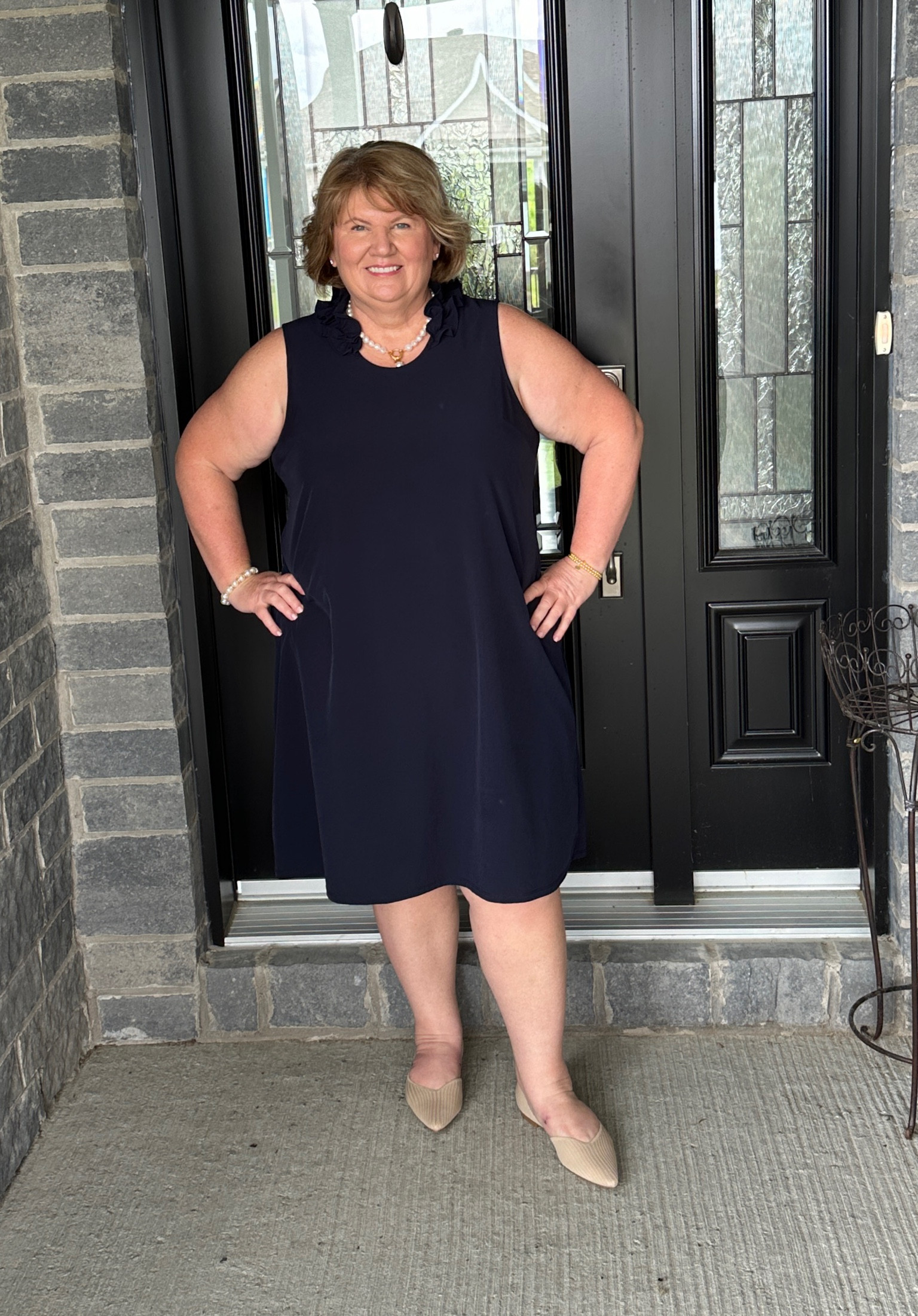 Chico’s navy ruffle neck dress, size 4. Currently on sale! CATHY12 saves you 12% on VIVAIA site.
#dress
#summerdress
#chicos
#navydress
#plussize
#fashionover40
#fashionover50
#ltkcanada

#LTKSaleAlert #LTKOver40 #LTKStyleTip