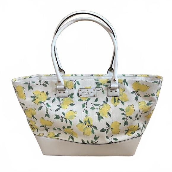 Kate Spade Harmony Wellesley Lemon Fabric Tote Bag Purse Satchel Medium | Poshmark