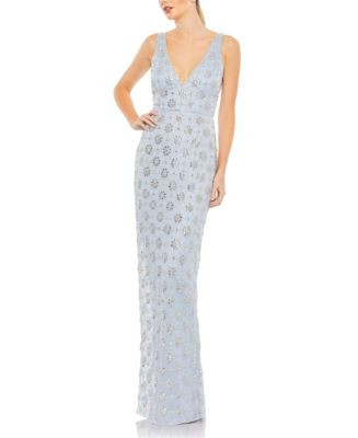 Embellished Mesh V Neck Sleeveless Gown | Bloomingdale's (US)