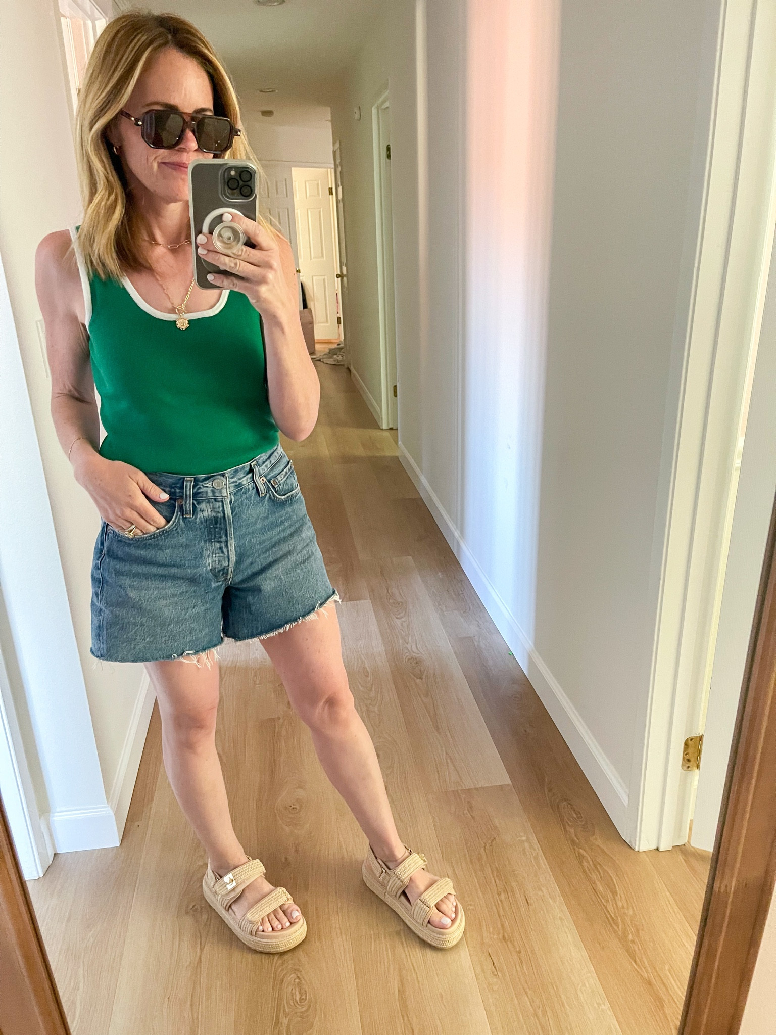 Really digging this green color right now! 

Cutest Amazon tank! Runs TTS, I’m in a small 

I went up a size in the shorts, wearing a 26 



#LTKstyletip #LTKover40 #LTKSeasonal