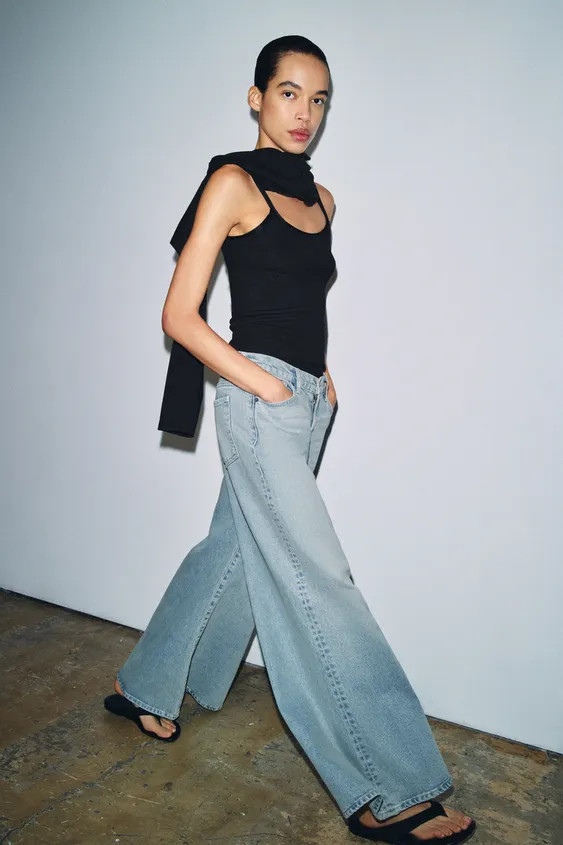 ZW COLLECTION MAXI WIDE LEG LOW RISE JEANS | Zara US