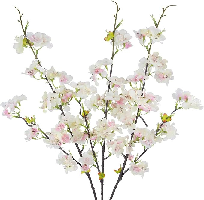 CITYES 3 Pcs Artificial Cherry Blossom Flowers Pink Faux Cherry Blossom Branches Bulk Spring Arra... | Amazon (US)
