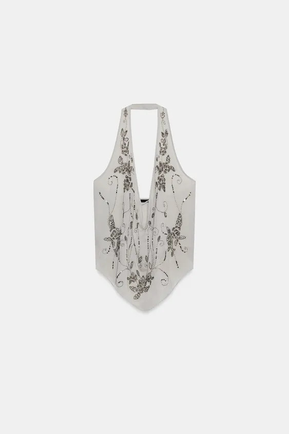 NECKHOLDER-TOP MIT SCHMUCKPERLEN | Zara US