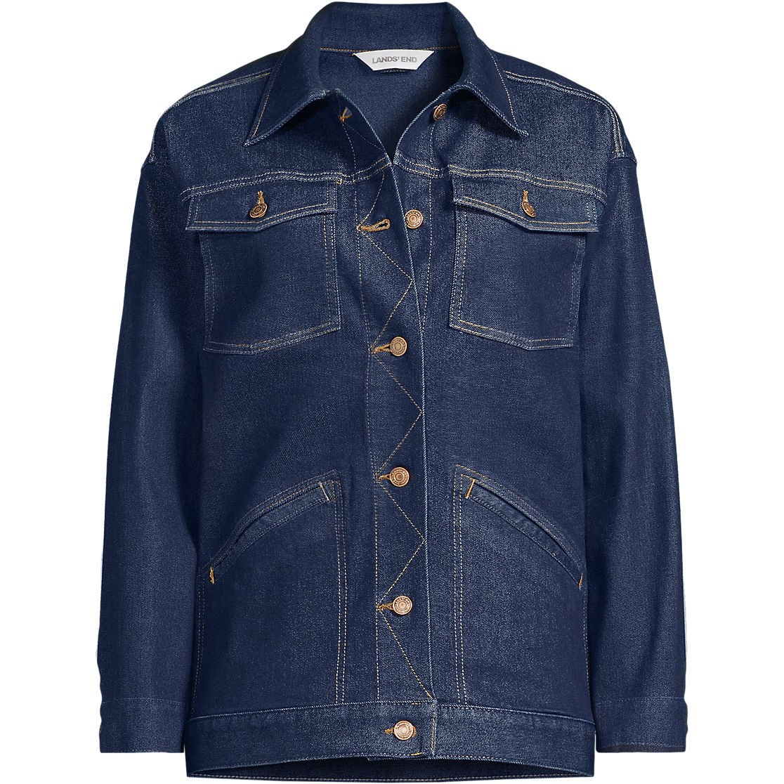 Women's Plus Size Oversized Denim Trucker Jacket | Lands' End (US)
