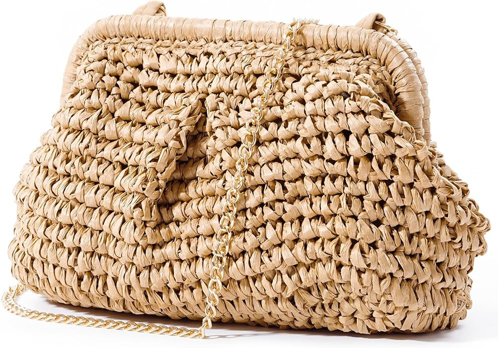Geelyda Straw Clutch Purses for Women Cloud Dumpling Pouch Straw Crossbody Shoulder Handbag Summe... | Amazon (US)