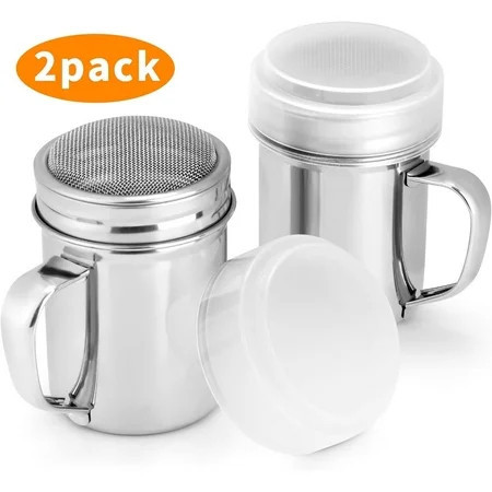 ZHUYING 2 pcs Powdered Sugar Shaker Duster - With Handle - Cinnamon Shaker For Coffee Bar - Fine Mesh Dredge - 16 ounce, pack of 2 | Style: Fine | Walmart (US)