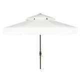 Safavieh Milan Fringe 9' Market Crank Double Top Patio Umbrella, White | Walmart (US)