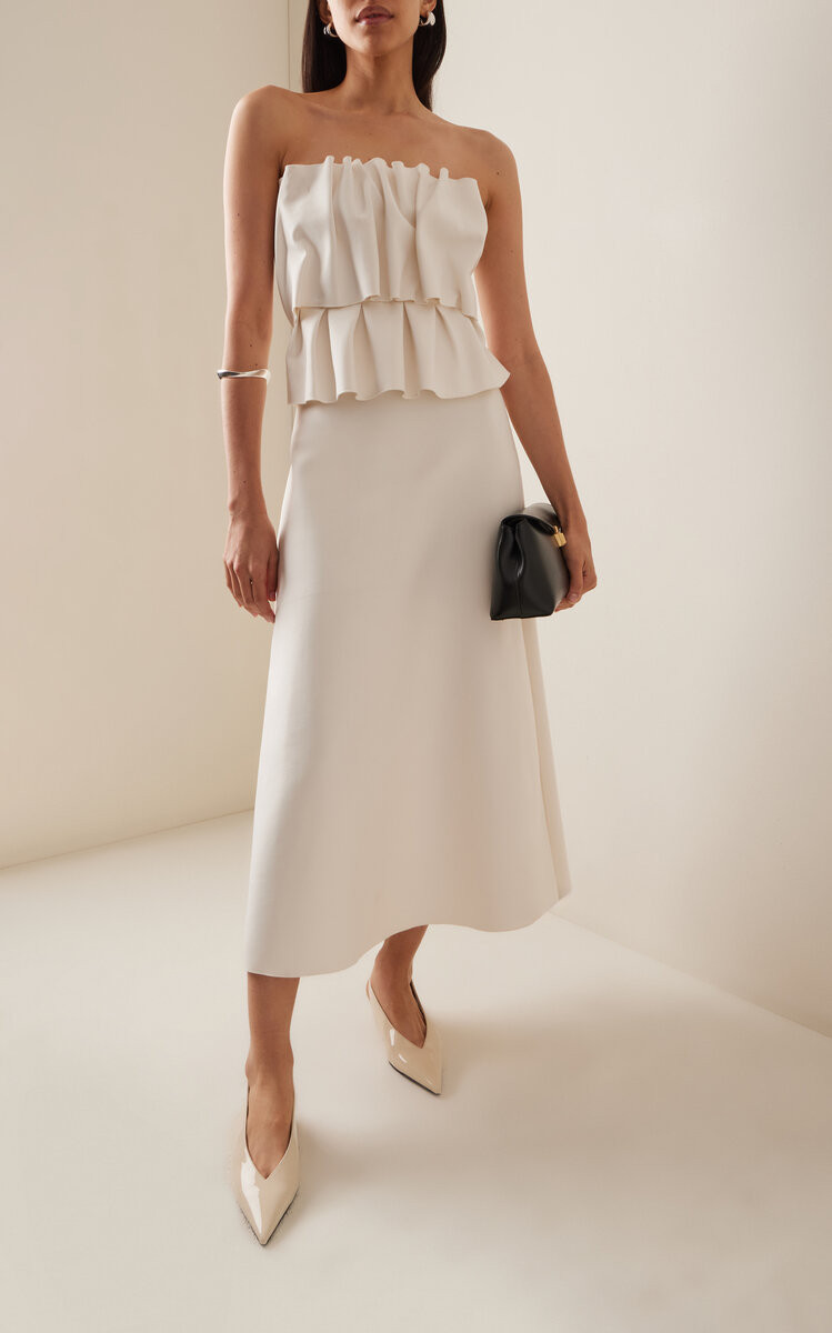 Ruffled Stretch-Crepe Strapless Midi Dress | Moda Operandi (Global)