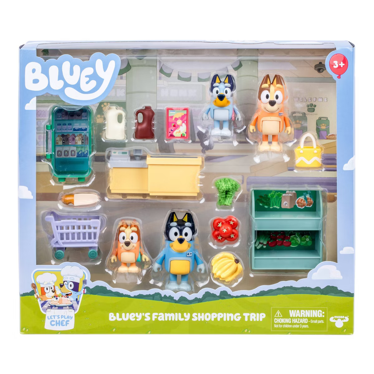 Bluey Let's Play Chef Family Shopping Trip Mini Figure: Includes Bandit, Chilli, Bingo & Accessor... | Target