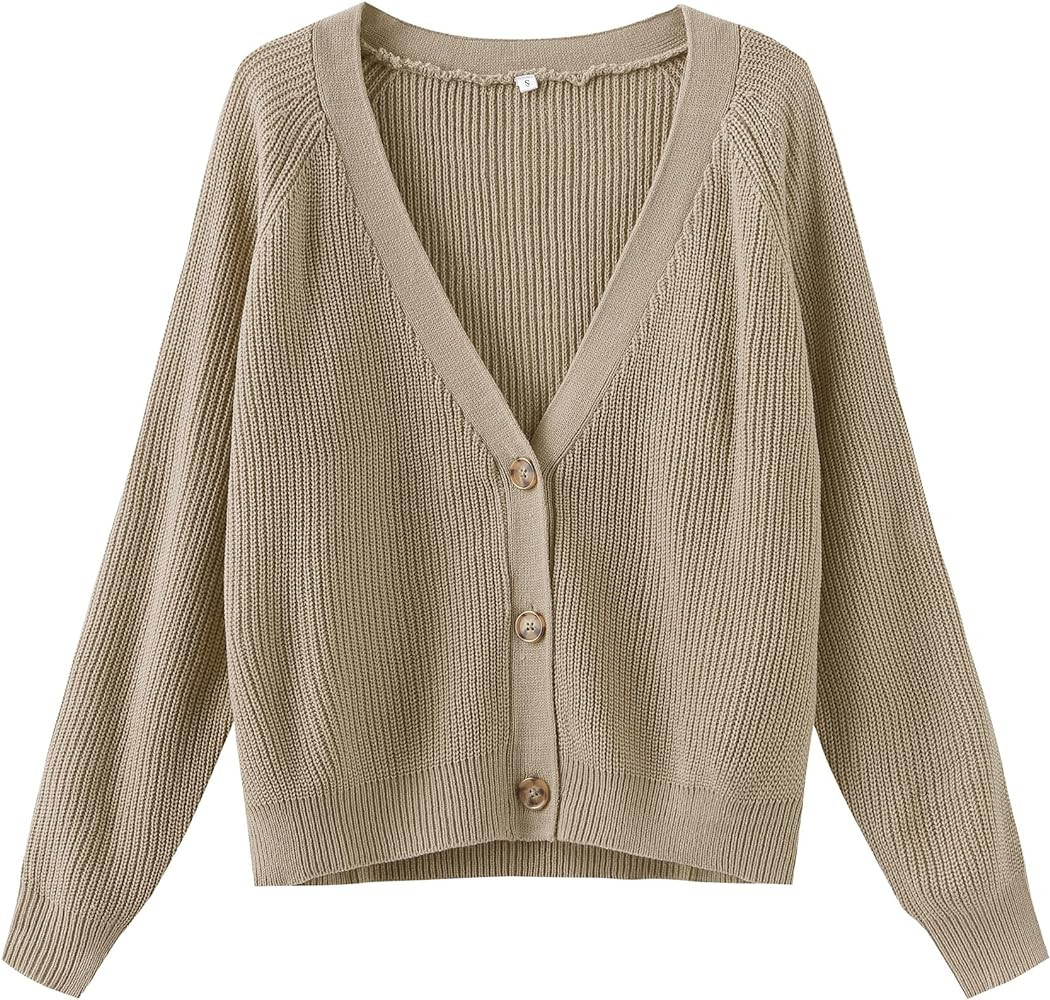 TASAMO Women's Long Sleeve Knit Sweater Open Front Cardigan Button Loose Outerwear | Amazon (US)