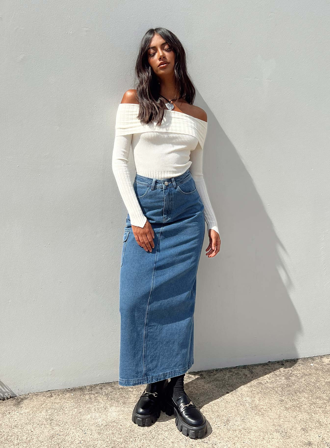 Harben Denim Maxi Skirt | Princess Polly AU