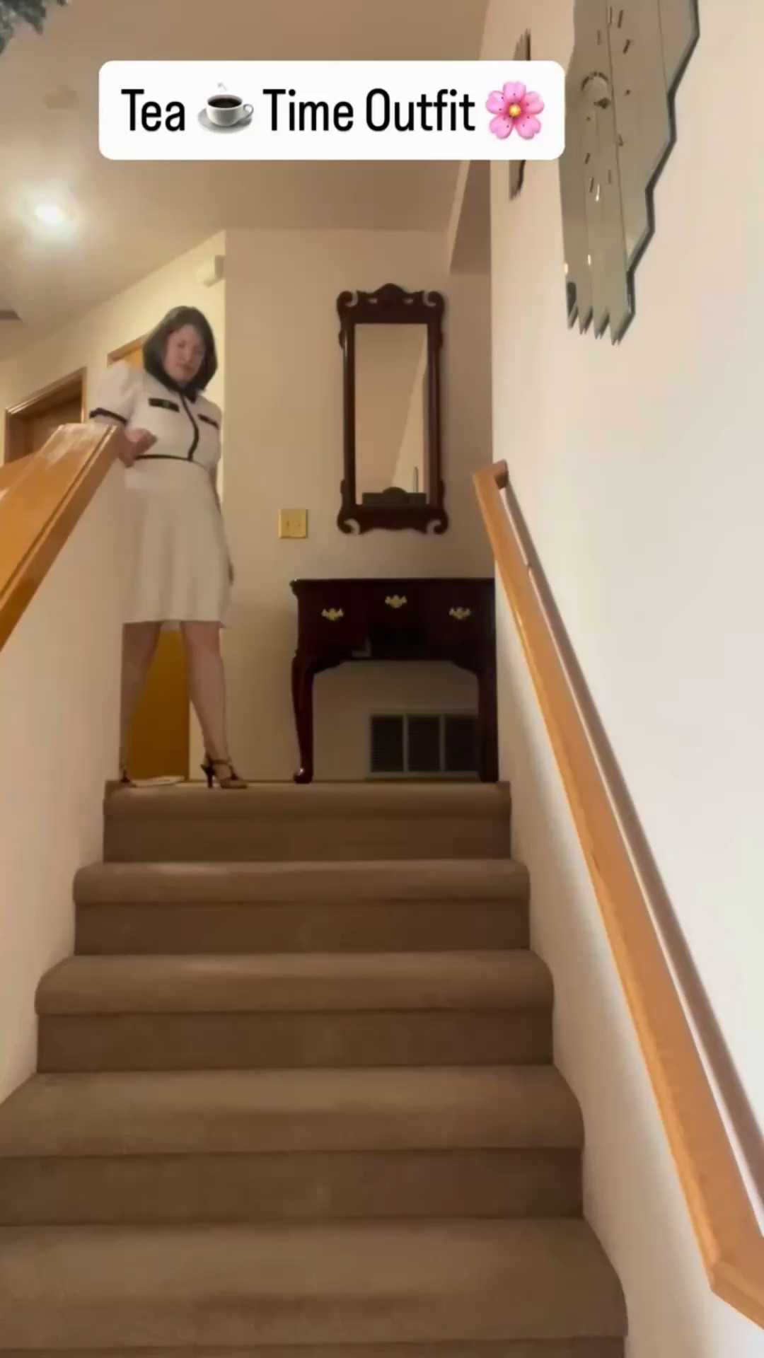 I ended up wearing the @karllagerfeld Black and White Dress 👗 from @macys with the Black and Silver Heels from @jcpenney 👠 to High Tea @thepinkchandelier