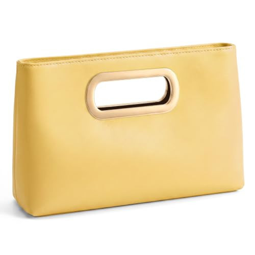 XquiziFit Yellow Purse Formal Evening Bag Wedding Evening Clutch with Detachable Chain Yellow Clutch PU Leather | Amazon (US)