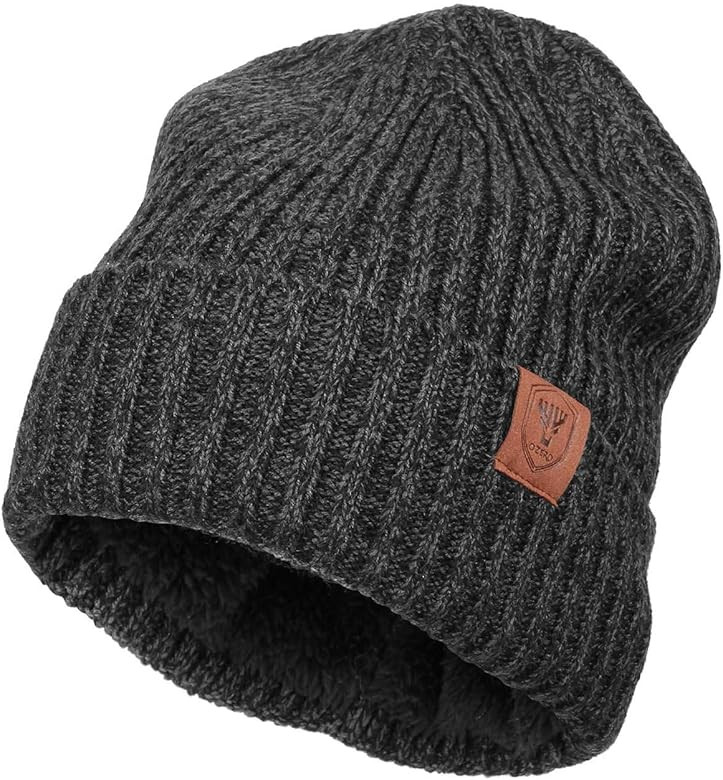 OZERO Knit Beanie Winter Hat, Thermal Thick Polar Fleece Snow Skull Cap for Men and Women | Amazon (US)