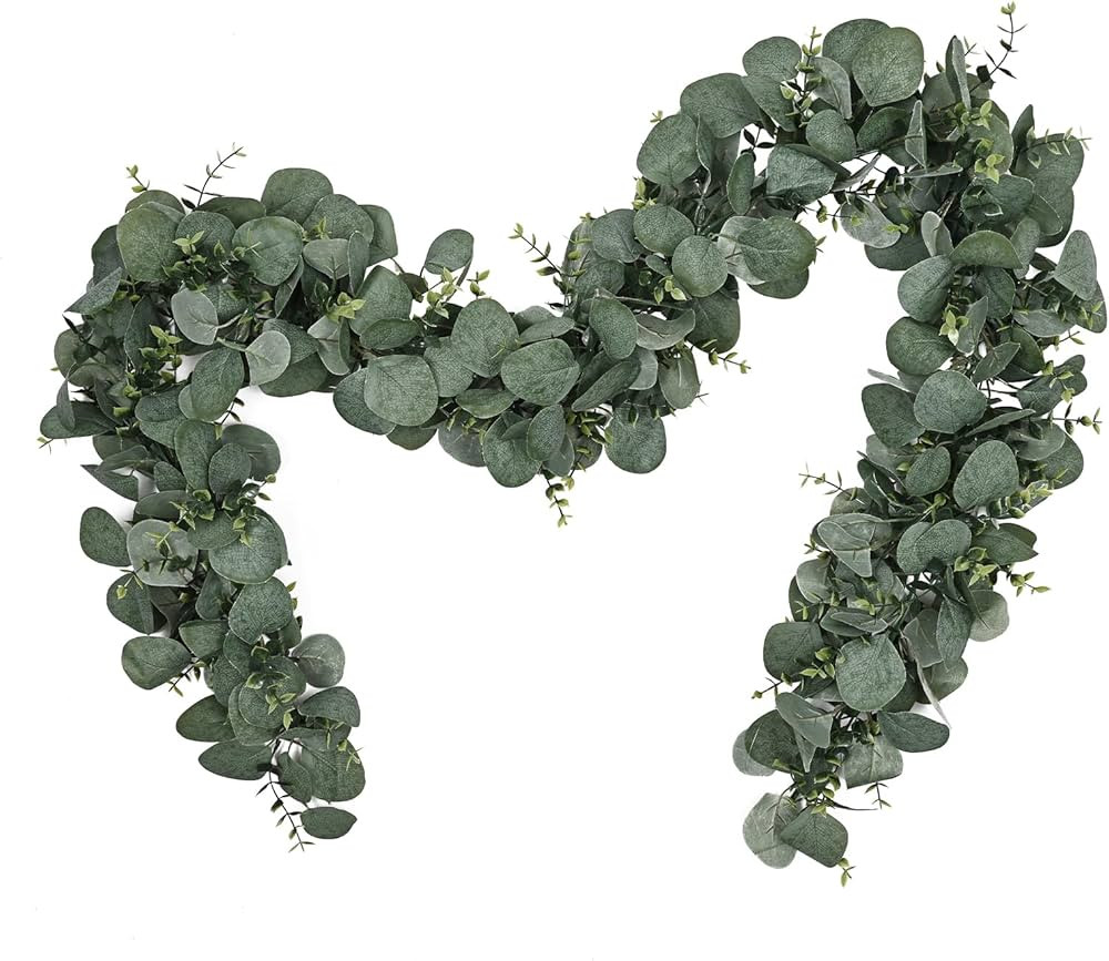 MARTINE MALL 2 Pcs Artificial Eucalyptus Garland, 12 Ft Fake Greenery Garland, Faux Silver Dollar... | Amazon (US)