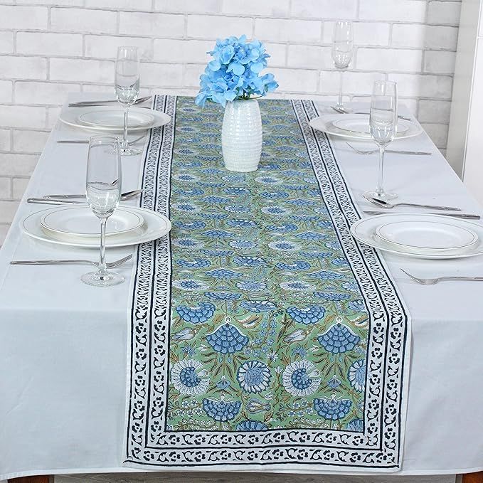 Ridhi Cotton Table Runner Farmhouse Tabletop Cover for Home Kitchen Dining Décor Cocktail Partie... | Amazon (US)