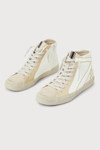 Click for more info about Roxanne Bone Lizard Metallic High Top Suede Distressed Sneakers