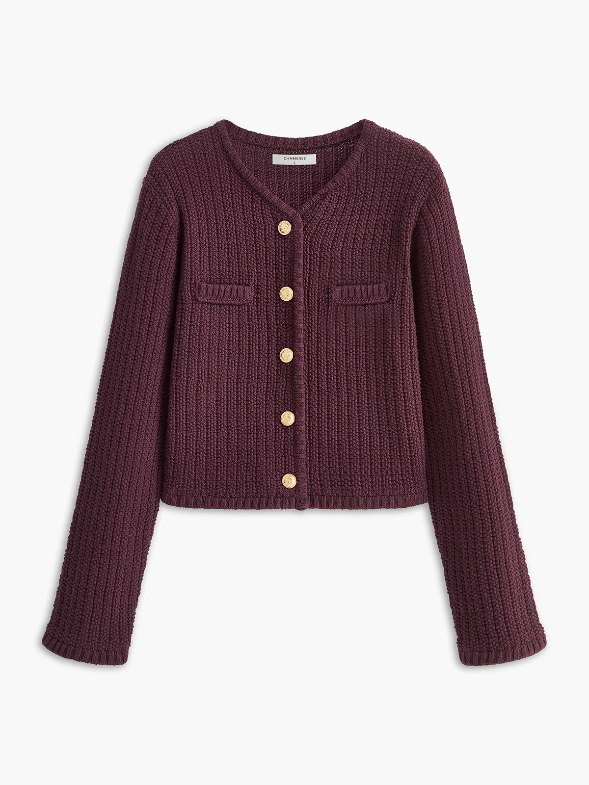 Golden-Button Textured Cardigan | Commense