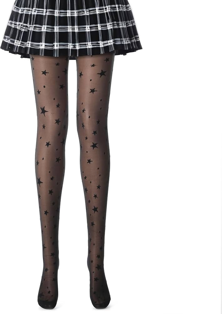 Star Tights for Women, Black Pattern Tights, Decorative Tights, Durable & Resistant to Snagging P... | Amazon (US)