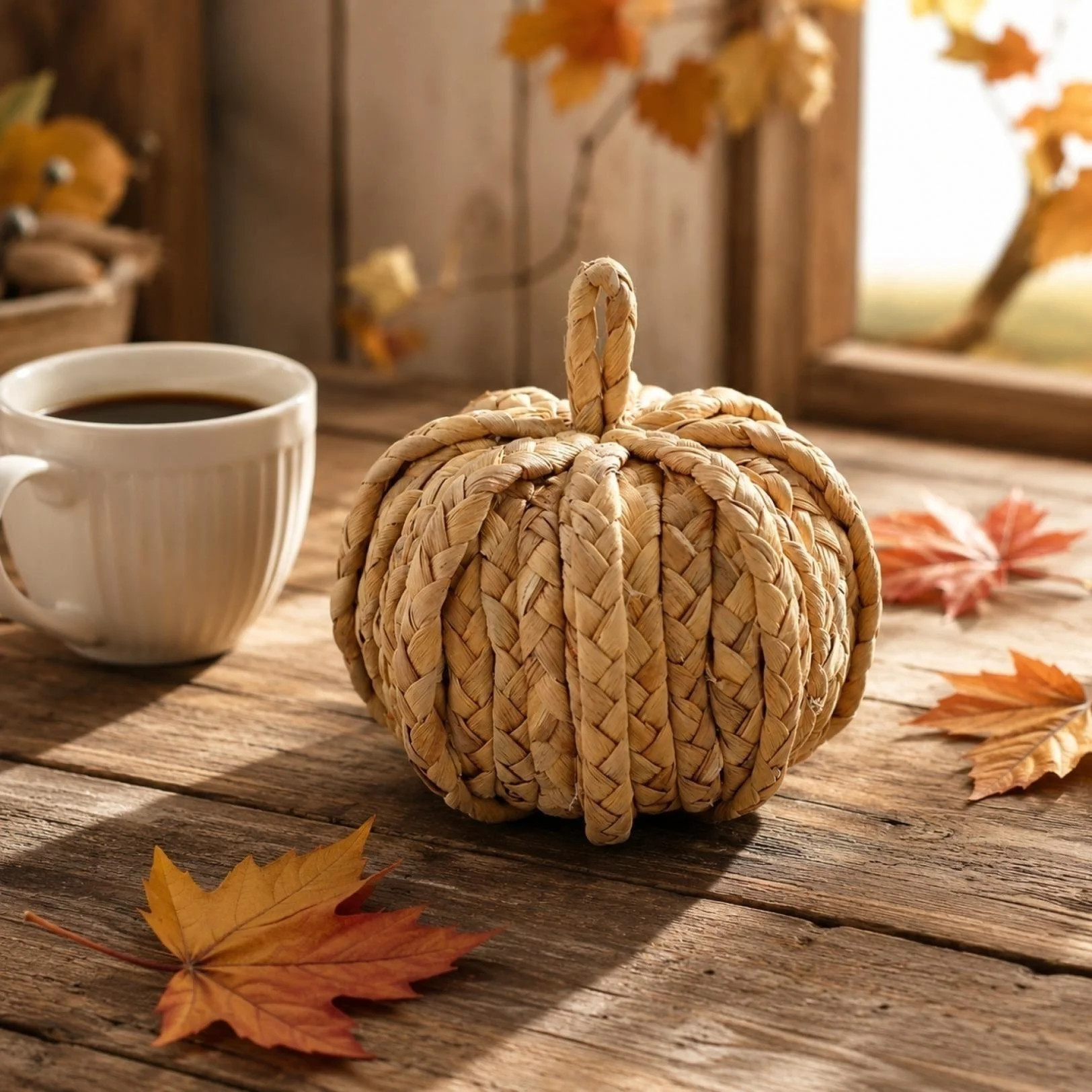Large Rattan Pumpkin – Handwoven Water Hyacinth Fall Decor, Thanksgiving Halloween Christmas Or... | Walmart (US)
